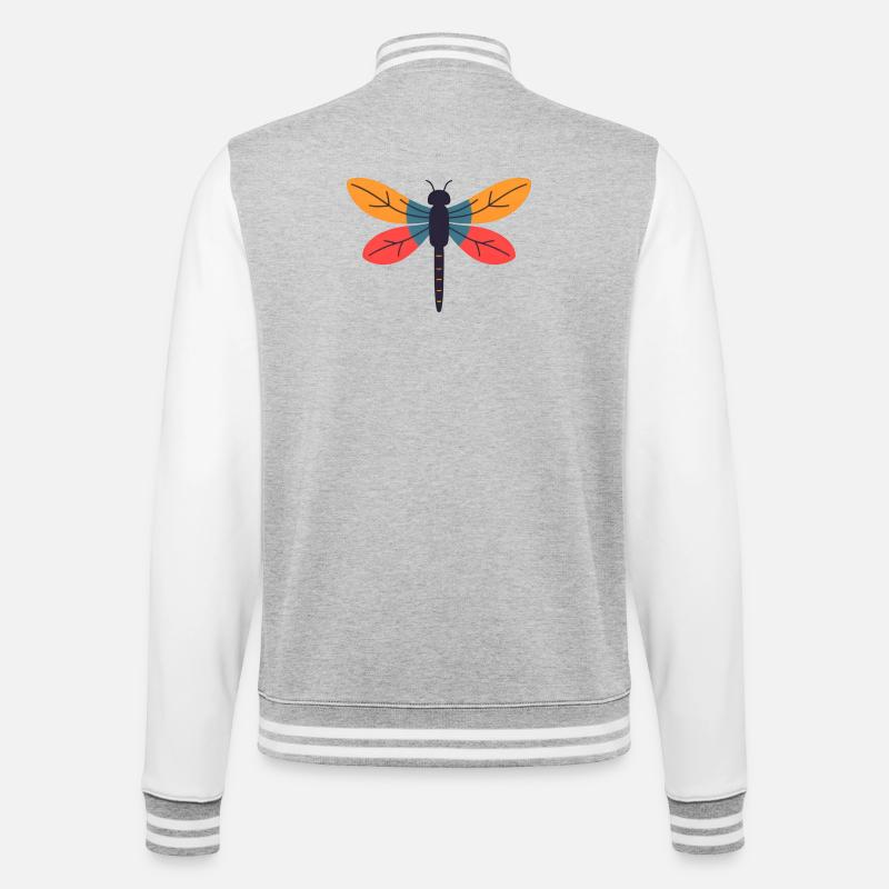 Bunte Libelle Farbenspiel - College-Sweatjacke - Grau meliert/Weiß