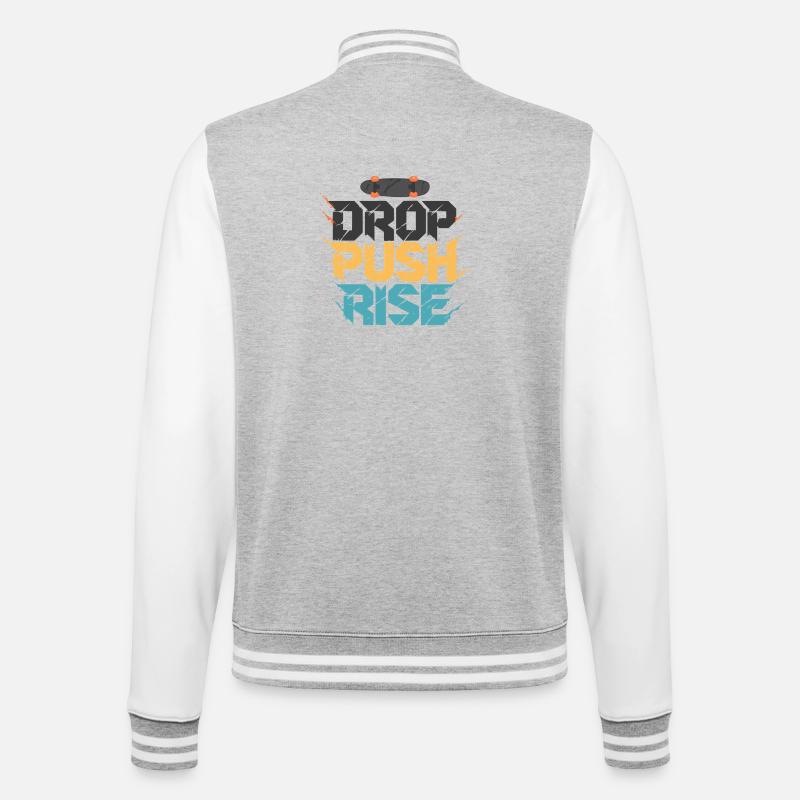 Drop Push Rise Skateboard Art - Veste Teddy - gris chiné / blanc