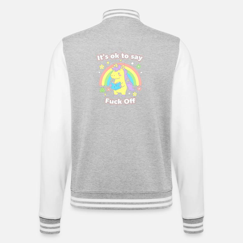 Einhorn-Lesung unter dem Regenbogen - College-Sweatjacke - Grau meliert/Weiß