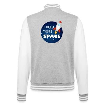 Fusée spatiale dans une illustration cercle bleu - Veste Teddy - gris chiné / blanc - Dos - Marisol (170cm)