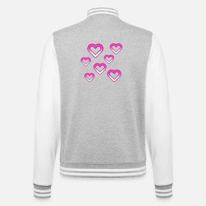 Hearts - College Sweat Jacket - heather grey/white