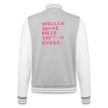 hygge words pink - College-Sweatjacke - Grau meliert/Weiß - Hinten - Marisol (170cm)