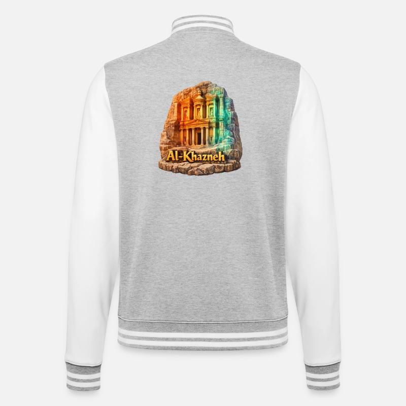 AlKhazneh Petra Regenbogen - College-Sweatjacke - Grau meliert/Weiß