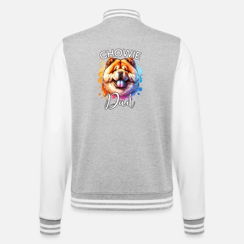 Chowchow Dad - College Sweat Jacket - heather grey/white