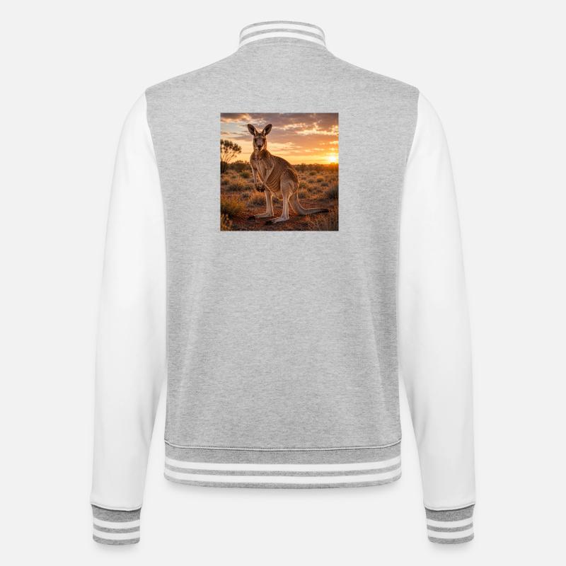 Kangourou au coucher du soleil - Veste Teddy - gris chiné / blanc