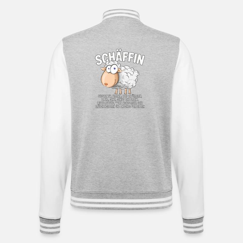 Schäffin - Alpha Schaf als Chefin - College-Sweatjacke - Grau meliert/Weiß