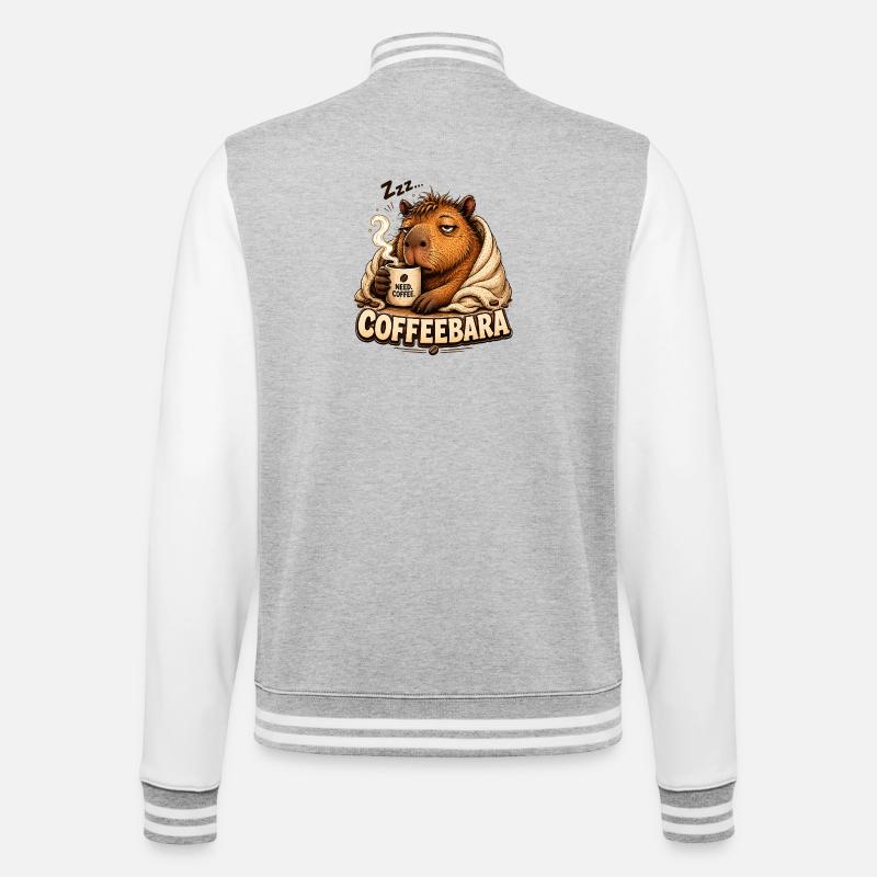 CoffeeBara Capybara - Veste Teddy - gris chiné / blanc