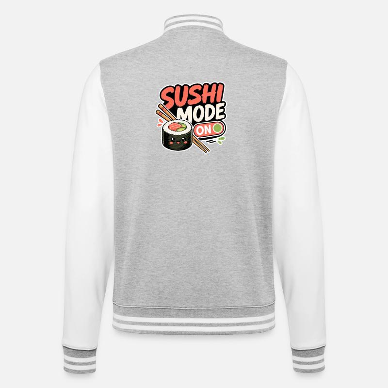 Sushi Mode On - College Sweat Jacket - heather grey/white