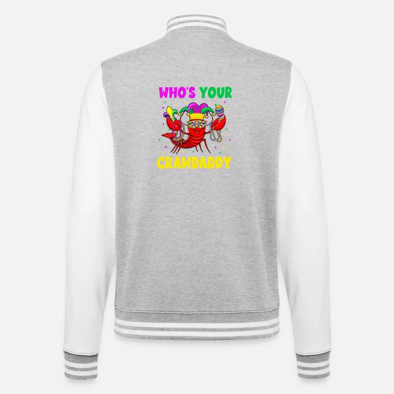 Crawdaddy Mardi Gras Mask - College Sweat Jacket - heather grey/white