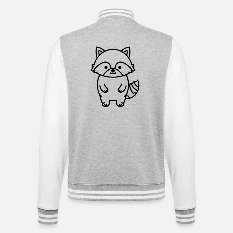 Waschbär - College-Sweatjacke - Grau meliert/Weiß