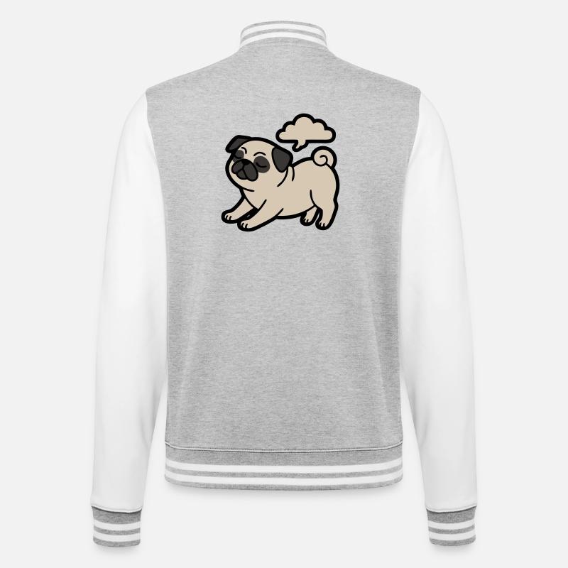 farting pug dog funny - College Sweat Jacket - heather grey/white