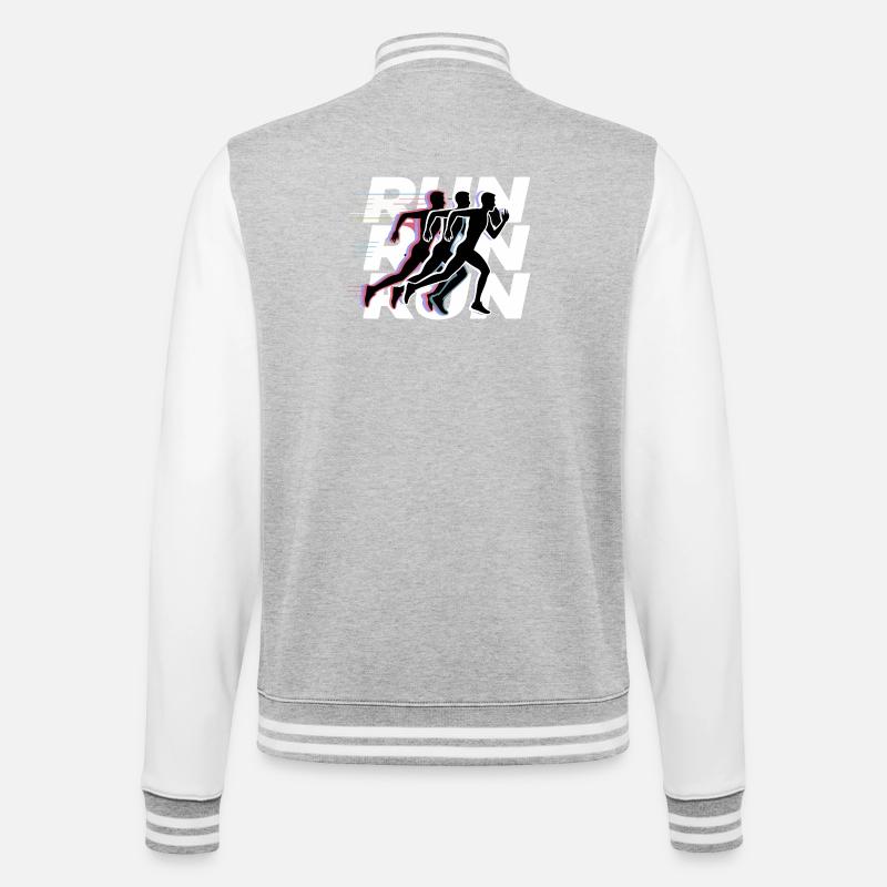 Silhouettes de course - Veste Teddy - gris chiné / blanc