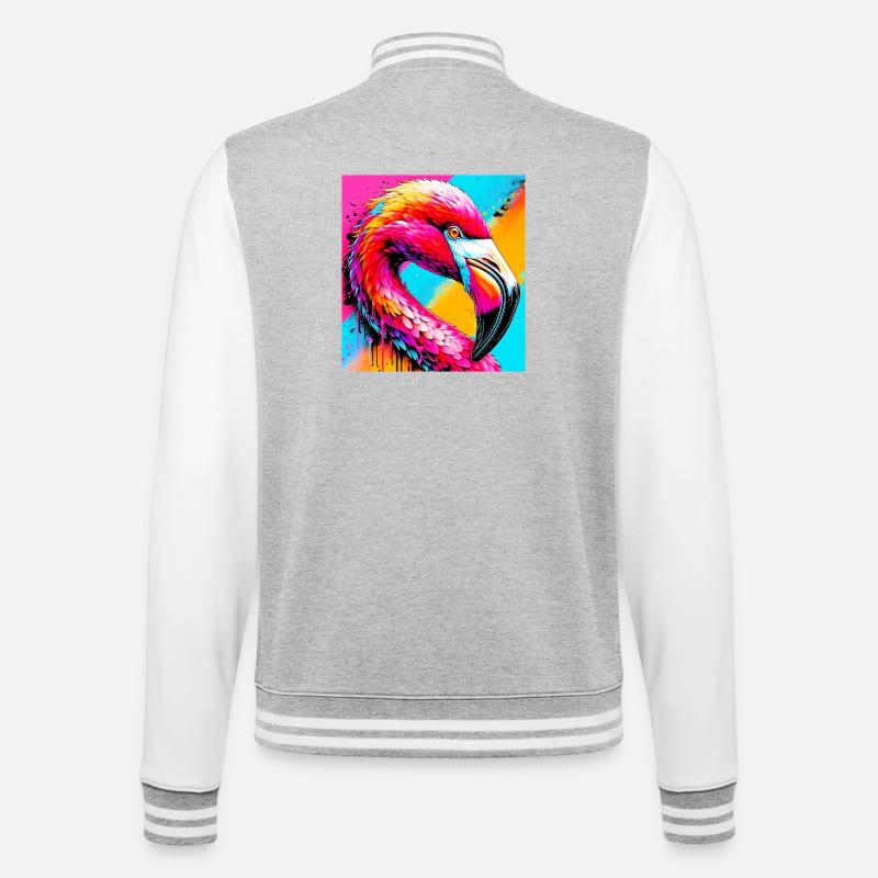 Flamingo - College-Sweatjacke - Grau meliert/Weiß