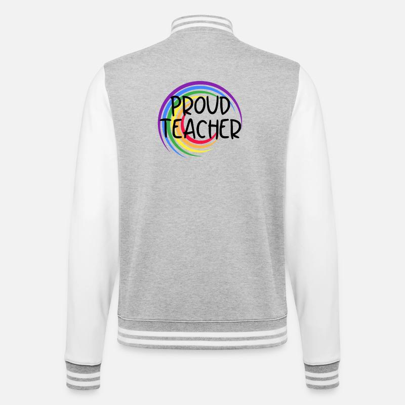 Stolzer Lehrer LGBTQ Pride Regenbogendesign - College-Sweatjacke - Grau meliert/Weiß