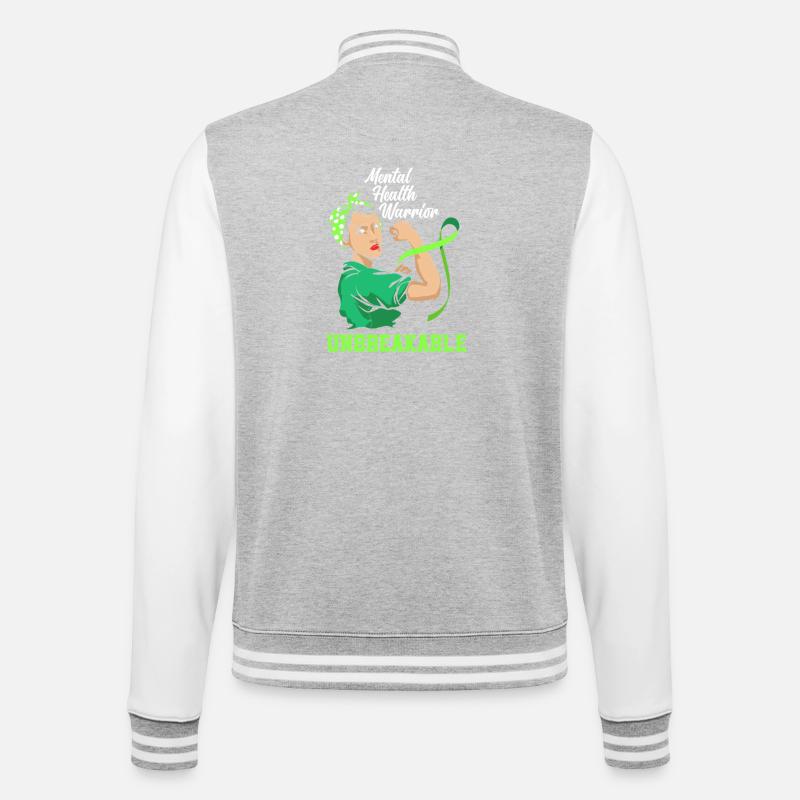 Mental Health Warrior Unbreakable - College Sweat Jacket - heather grey/white