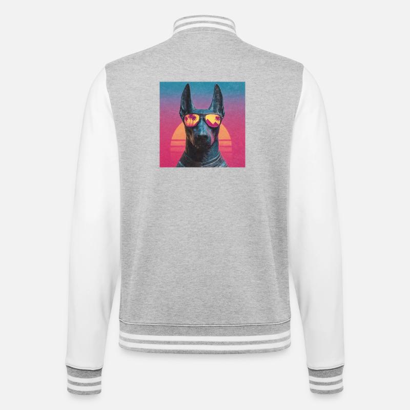 Anubis Synthwave - God on Vacation - College Sweat Jacket - heather grey/white