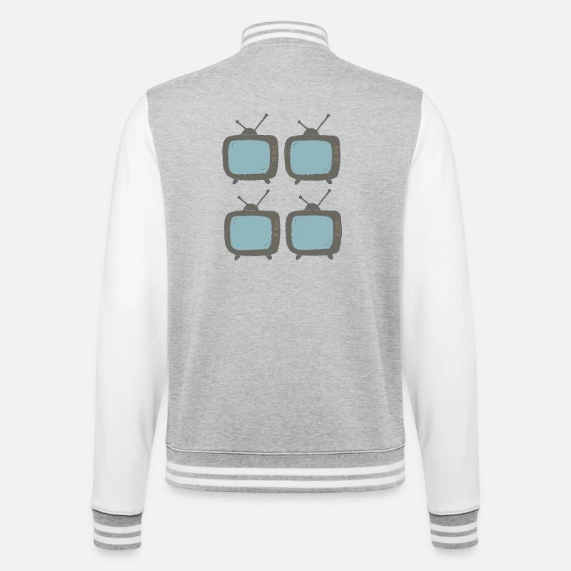 fernseher_4fach - College Sweat Jacket - heather grey/white
