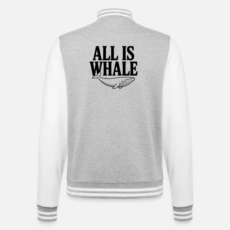 All Is Whale - College Sweat Jacket - heather grey/white