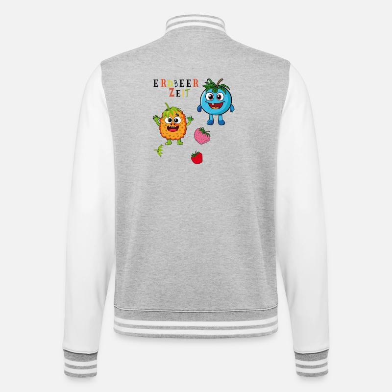 Erdbeerzeit - College-Sweatjacke - Grau meliert/Weiß