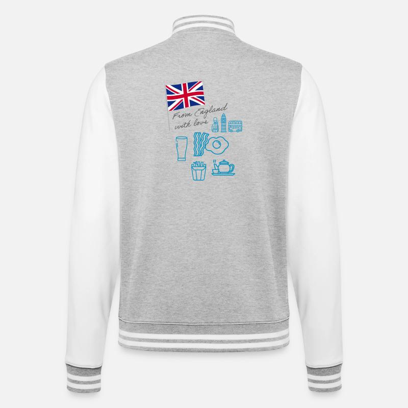 EXANGLIA (Blue + Grey Text) - College Sweat Jacket - heather grey/white