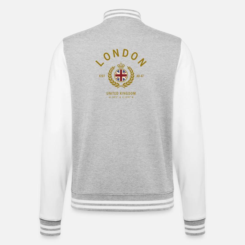 London Crown Emblem - College Sweat Jacket - heather grey/white