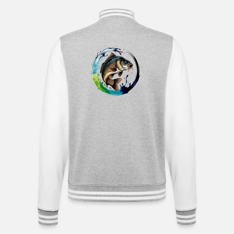 Carpe sauteuse - Veste Teddy - gris chiné / blanc