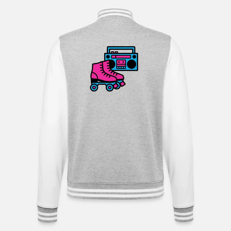 Rollschuhe Boombox 80er Retro - College-Sweatjacke - Grau meliert/Weiß