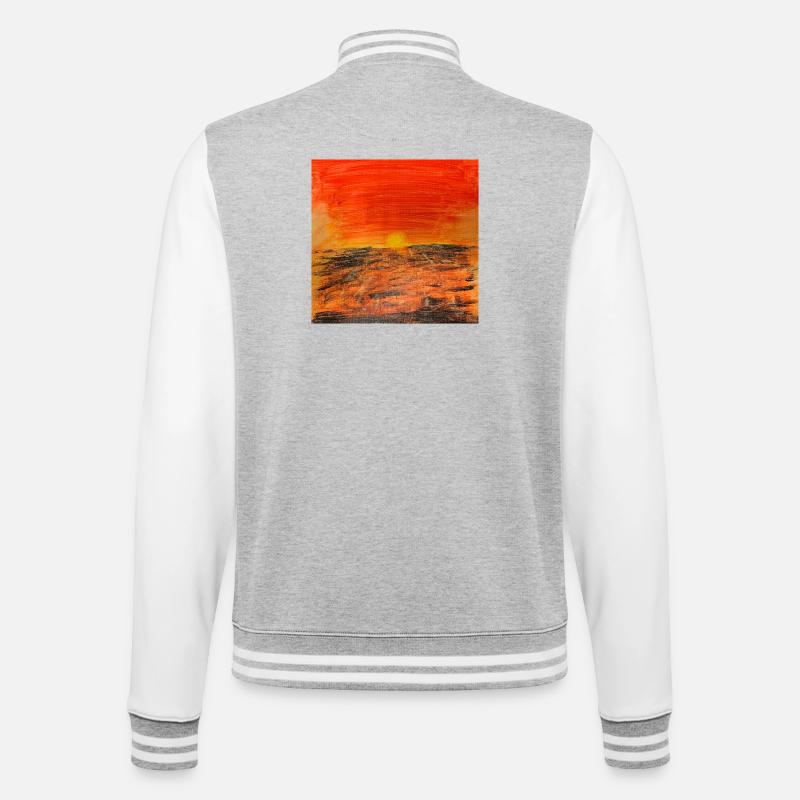 Fire Red Sunset - College Sweat Jacket - heather grey/white