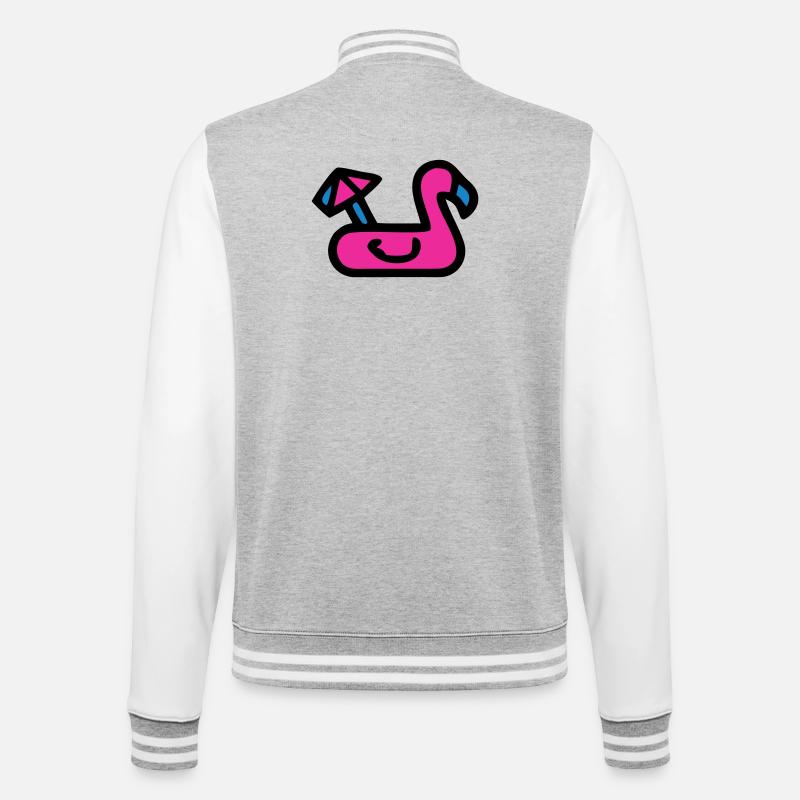 Flamingo Luftmatratze Retro - College-Sweatjacke - Grau meliert/Weiß