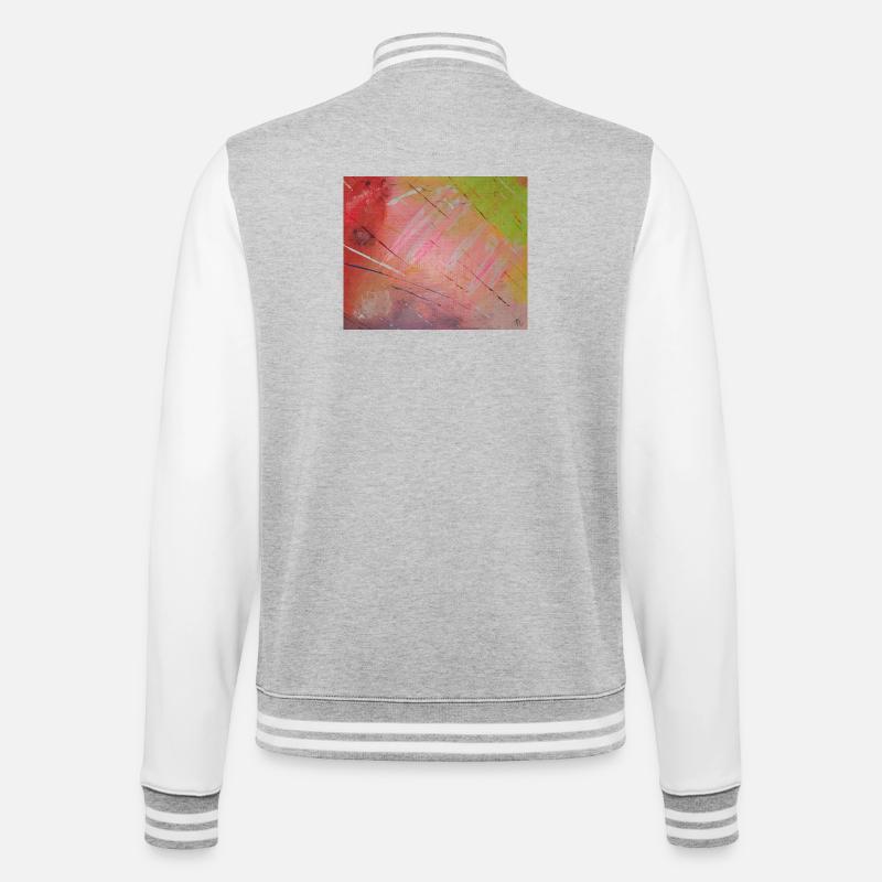 Neon Diagonal Stripe Abstract - College Sweat Jacket - heather grey/white