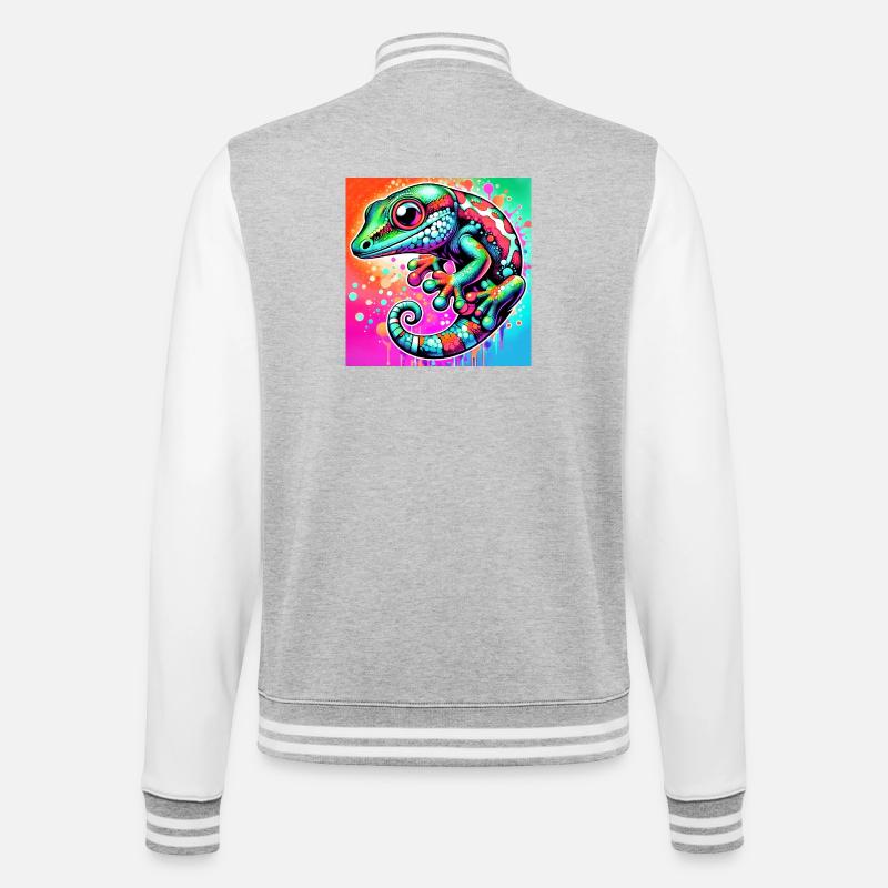 Gecko - Veste Teddy - gris chiné / blanc