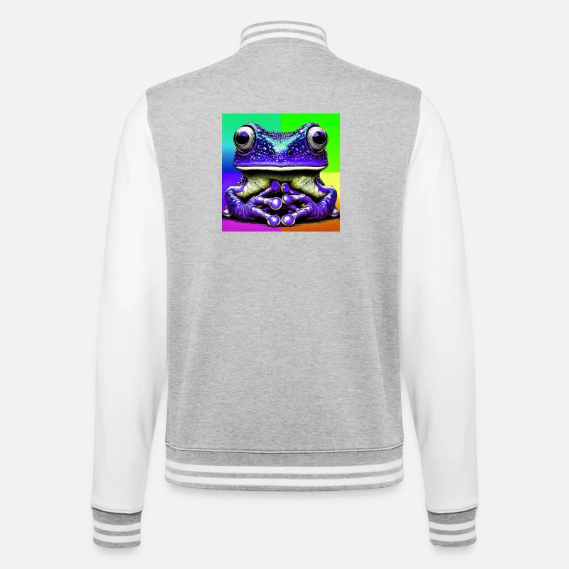 Frosch - College-Sweatjacke - Grau meliert/Weiß