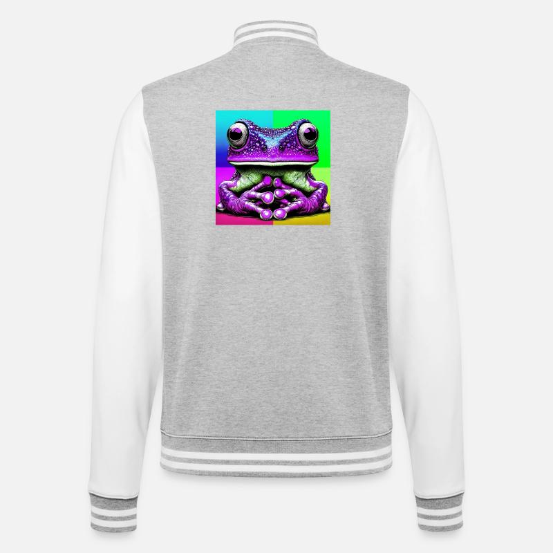 grenouille - Veste Teddy - gris chiné / blanc