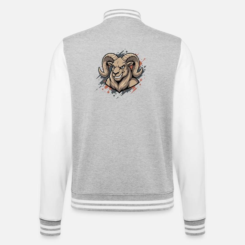 Aggressive Ram Maskot - College Sweat Jacket - heather grey/white