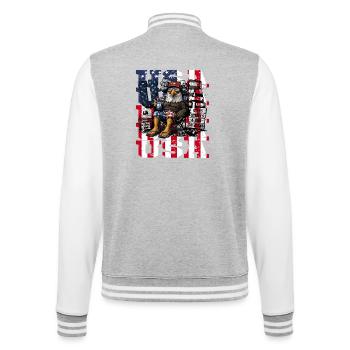 USA Merica Chug Life Stars Stripes And Bad - College Sweat Jacket - heather grey/white - Back - Marisol (170cm)