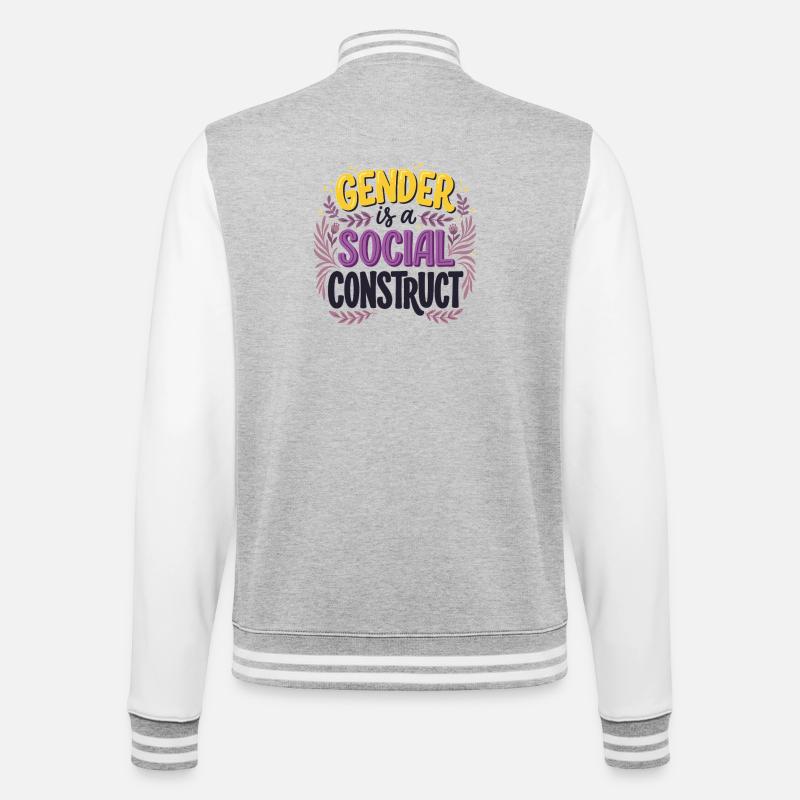 Gender is a Social Construct - College Sweat Jacket - heather grey/white