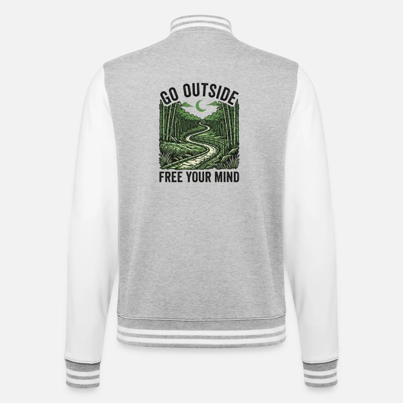 Go Outside Free Your Mind - College Sweat Jacket - heather grey/white