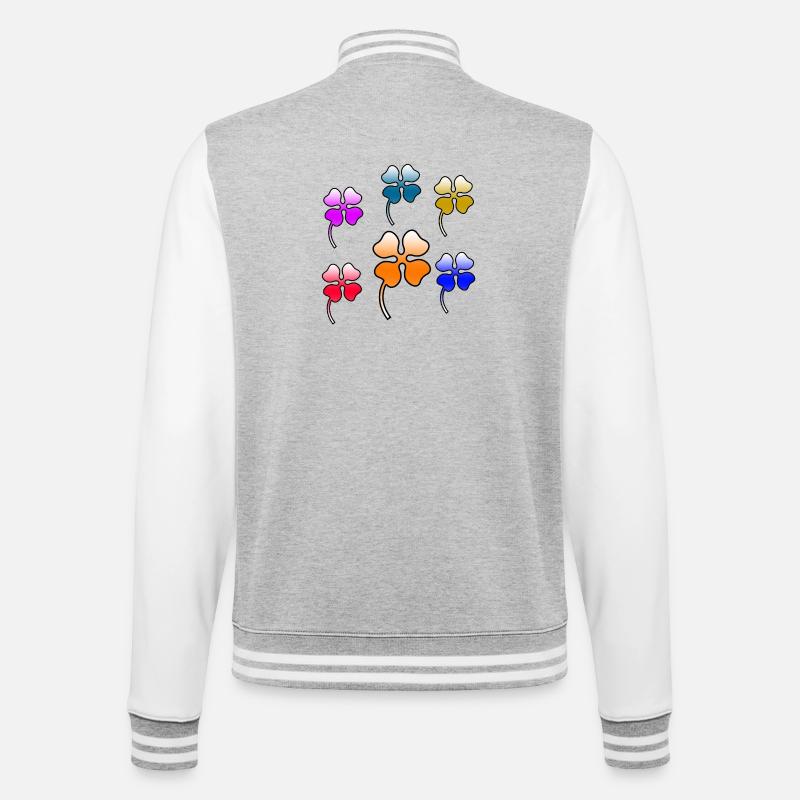 Blumen - College-Sweatjacke - Grau meliert/Weiß