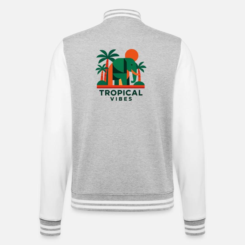 Tropical Elephant - College Sweat Jacket - heather grey/white