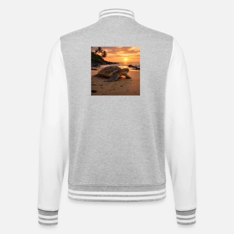 Sunset sea turtle - College Sweat Jacket - heather grey/white