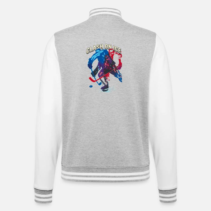 Retro Eishockeyspieler Clash  - College Sweat Jacket - heather grey/white
