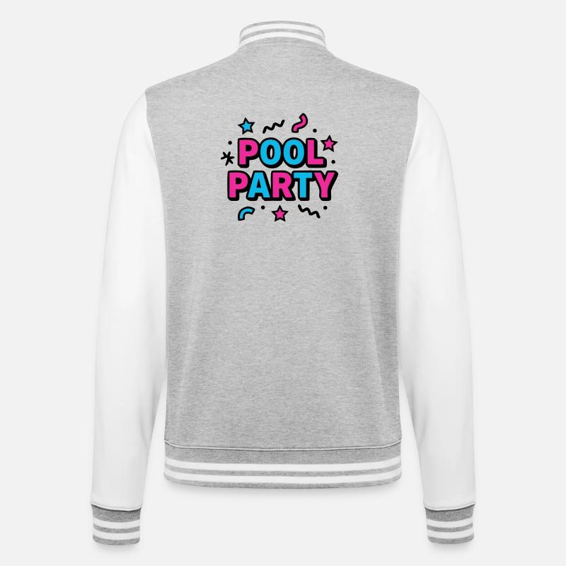 Pool Party 90s Lettering - College Sweat Jacket - heather grey/white