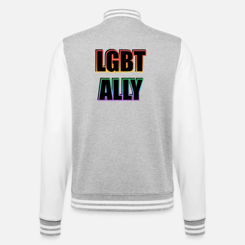 LGBTQ Ally Pride - College Sweat Jacket - heather grey/white