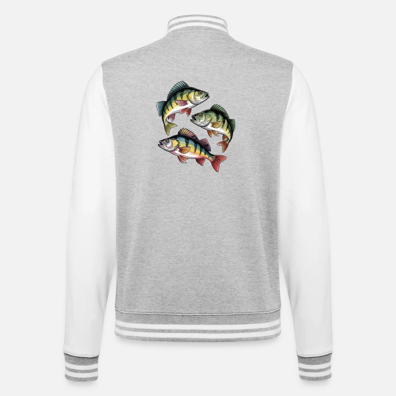 Pêche à la perche - Veste Teddy - gris chiné / blanc