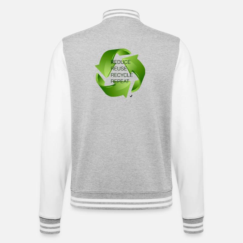 Three green recycling arrows illustration - College Sweat Jacket - heather grey/white