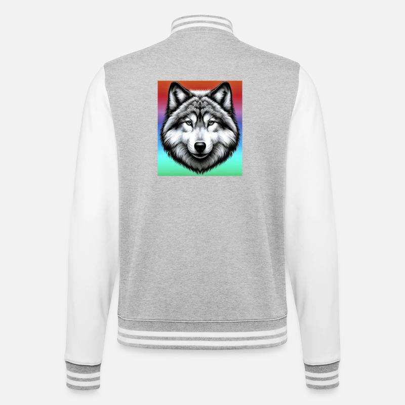 Wolf - College-Sweatjacke - Grau meliert/Weiß
