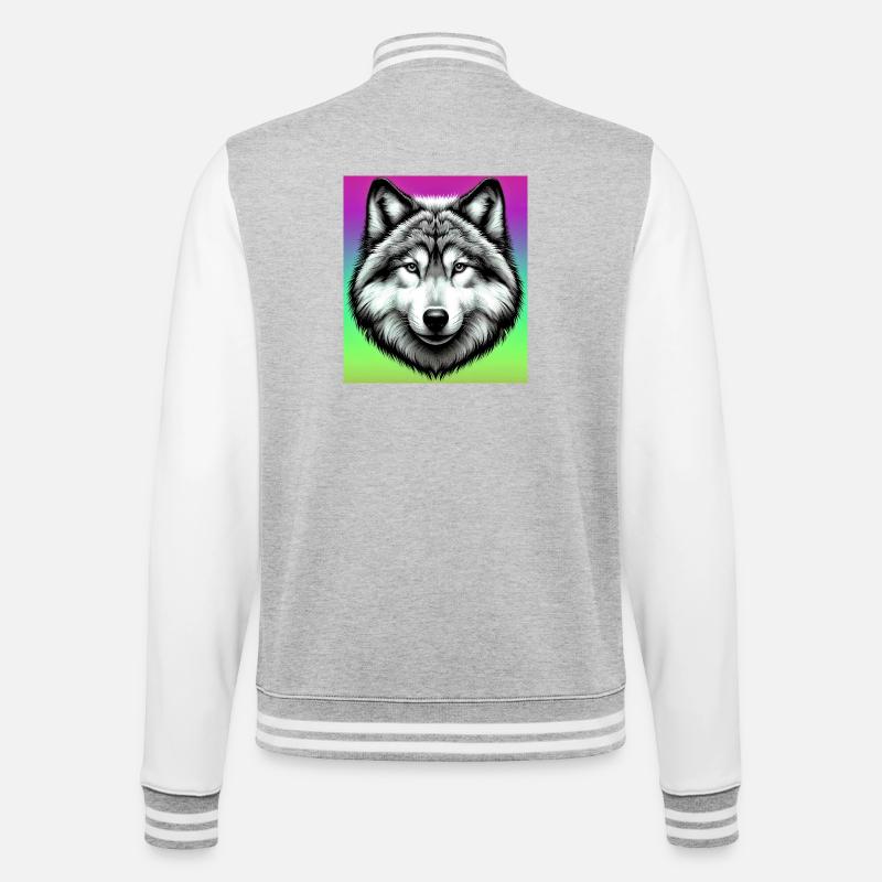Wolf - College-Sweatjacke - Grau meliert/Weiß