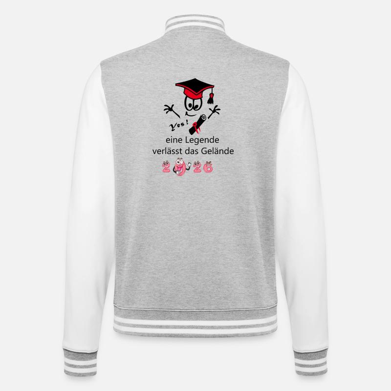 Schulabschluss 2026 - College-Sweatjacke - Grau meliert/Weiß