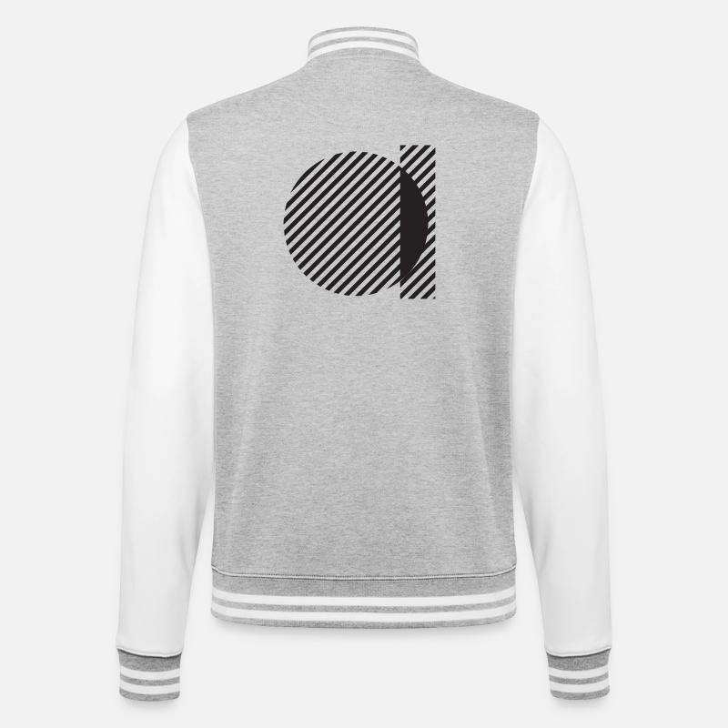 Diagonal Stripe Circle Abstract - College Sweat Jacket - heather grey/white