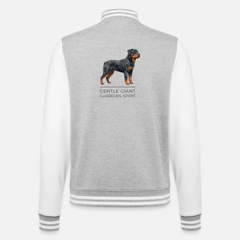 Art Low-Poly Rottweiler - Géant doux - Veste Teddy - gris chiné / blanc